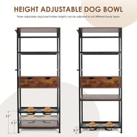 Dog Feeding Station,3 Height Adjustable Raised Dog Bowls, Dog Feeder Station For Large Medium Dogs Cats, Dog Storage With Shelves