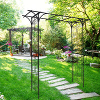 Black Metal Garden Arch for Climbing Plants 80.3in x 20.5in x 81.1in Rust-Resistant Arbor for Outdoor Decoration and Privacy