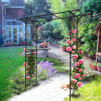 Black Metal Garden Arch for Climbing Plants 80.3in x 20.5in x 81.1in Rust-Resistant Arbor for Outdoor Decoration and Privacy