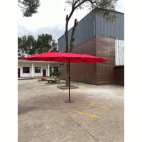 Extra Large 15x9 Feet Double-Sided Patio Umbrella with Crank Waterproof Wind Vents for Garden Deck Pool Shade