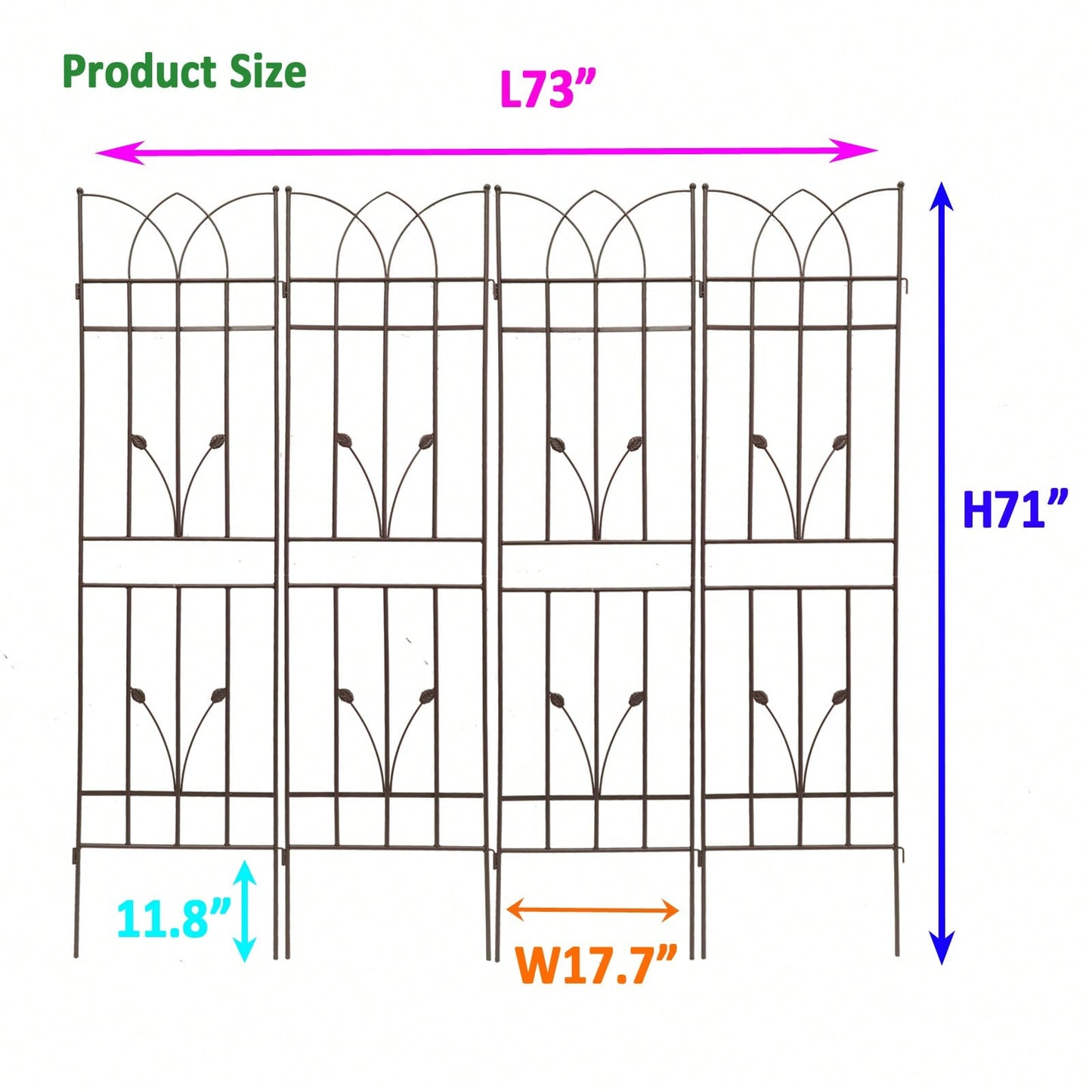 Rustproof Metal Garden Trellis Set of 4 71 Inch Climbing Plant Support Sturdy Design for Outdoor Flowers Brown