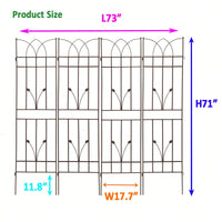 Rustproof Metal Garden Trellis Set of 4 71 Inch Climbing Plant Support Sturdy Design for Outdoor Flowers Brown