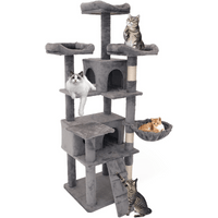 Multi-Level Cat Tree Tower with Hammocks Scratching Posts and Condo for Climbing and Playing