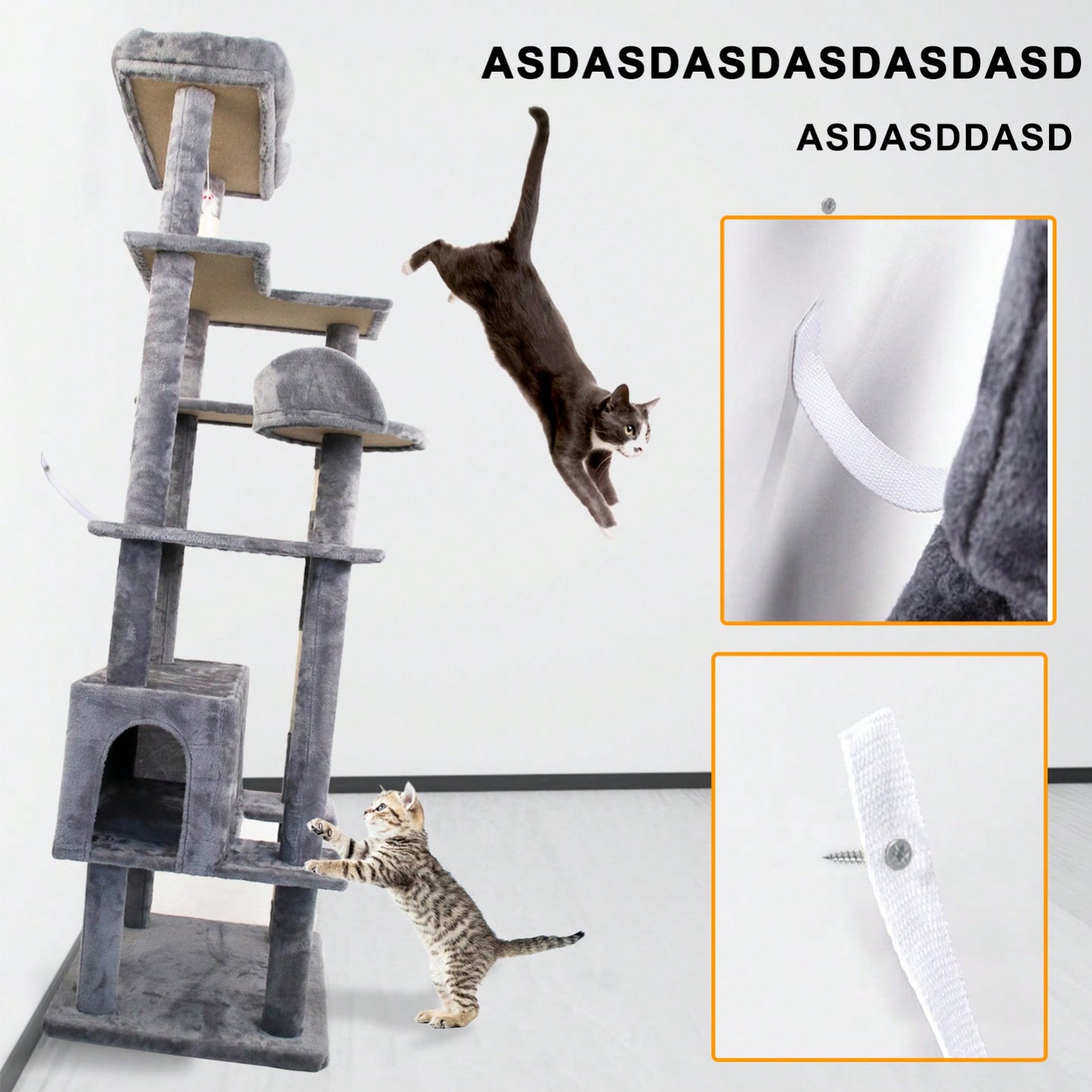 Multi-Level Cat Tree Tower with Hammocks Scratching Posts and Condo for Climbing and Playing