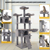 Multi-Level Cat Tree Tower with Hammocks Scratching Posts and Condo for Climbing and Playing