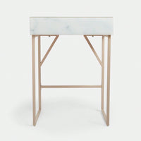 Elegant Tempered Glass Marble Makeup Table with Versatile Storage for Bedroom and Living Room