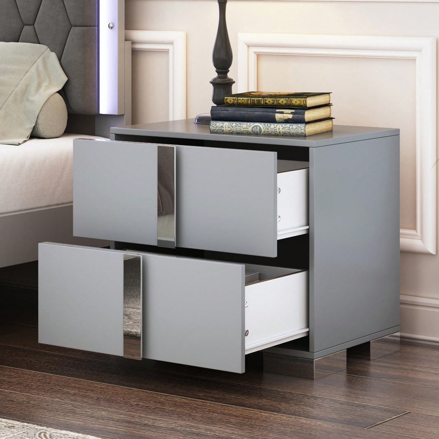 Elegant 2 Drawer Nightstand for Bedroom and Living Room Classic Design Sturdy Build Ample Storage