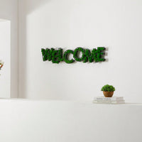 Welcome Letter Moss Wall Art Decor - Low Maintenance Iron Frame with Preserved Moss for Unique Indoor Spaces