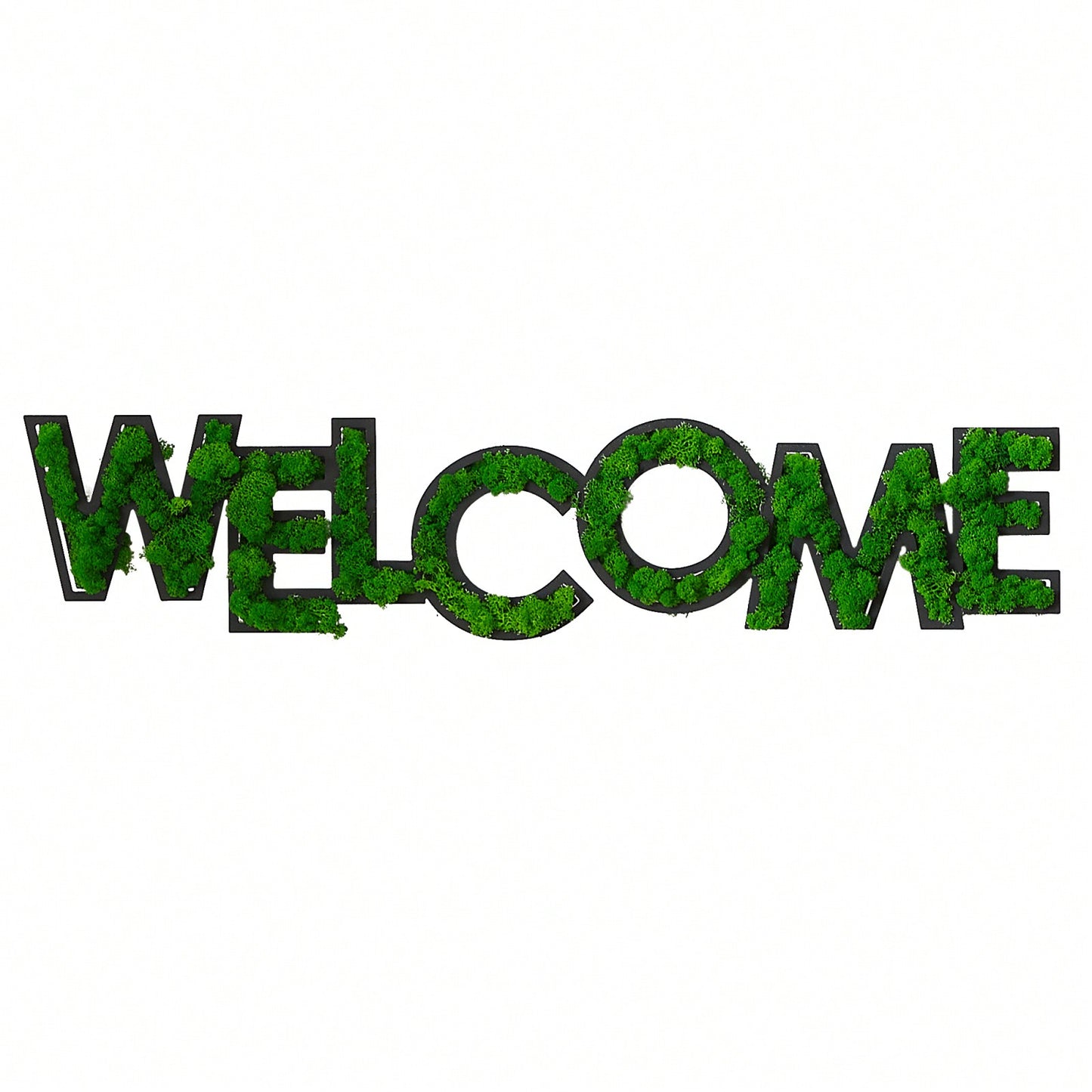 Welcome Letter Moss Wall Art Decor - Low Maintenance Iron Frame with Preserved Moss for Unique Indoor Spaces