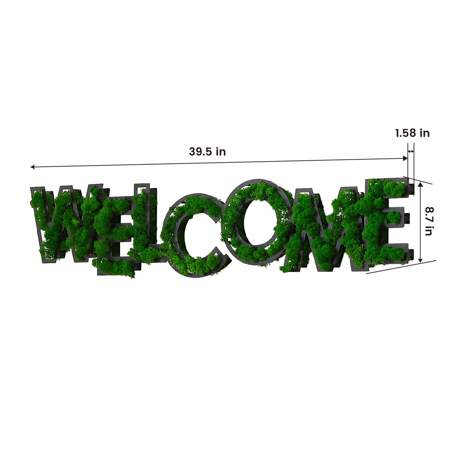 Welcome Letter Moss Wall Art Decor - Low Maintenance Iron Frame with Preserved Moss for Unique Indoor Spaces