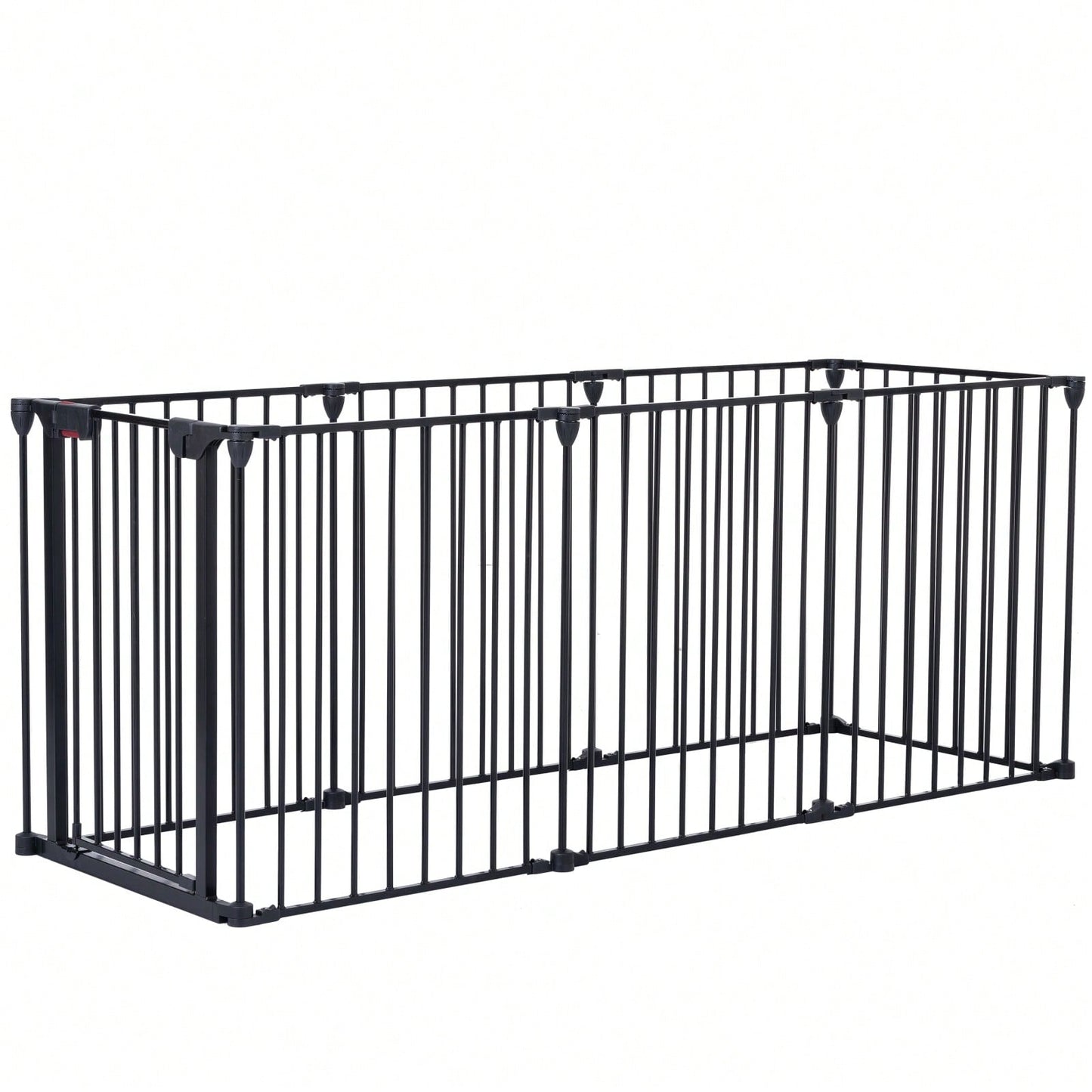 200 Inch Adjustable 8 Panel Safety Gate Play Yard Metal Fence for Stairs Doorways Fireplace and Holiday Tree Protection