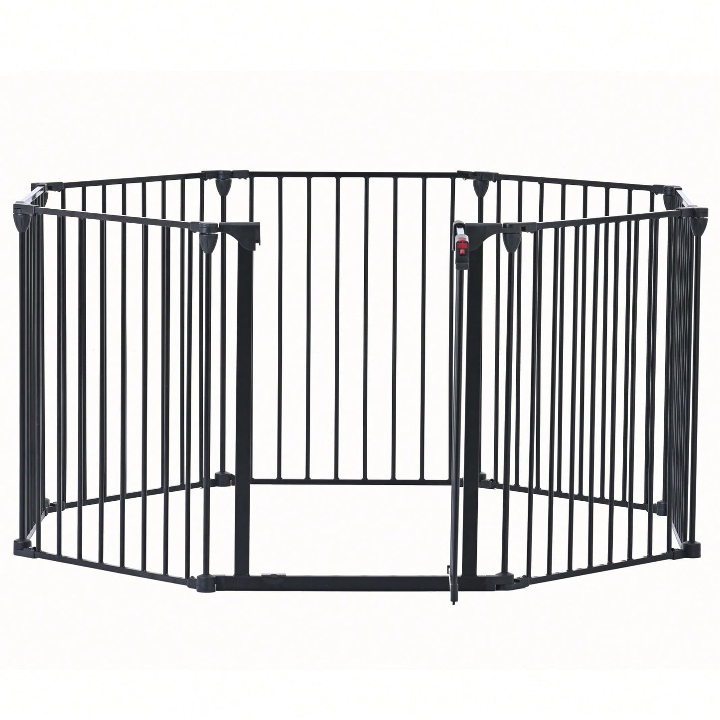 200 Inch Adjustable 8 Panel Safety Gate Play Yard Metal Fence for Stairs Doorways Fireplace and Holiday Tree Protection