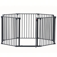 200 Inch Adjustable 8 Panel Safety Gate Play Yard Metal Fence for Stairs Doorways Fireplace and Holiday Tree Protection