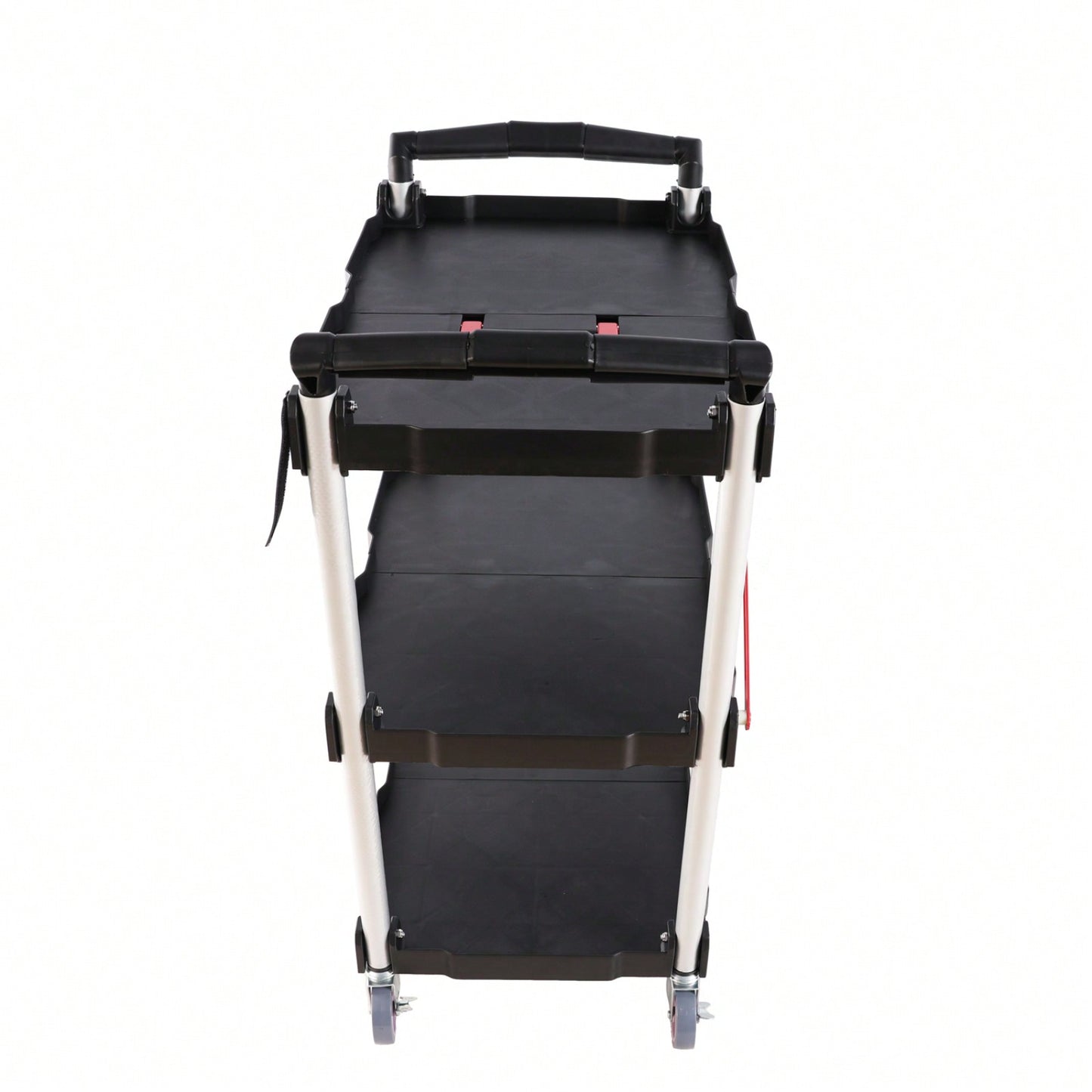 Folding Service Car With Wheels, Three-Layer Practical Trolley, Folding Storage Cart