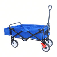 Folding Wagon Garden Shopping Beach Cart (Blue Colour)