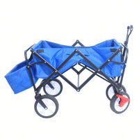 Folding Wagon Garden Shopping Beach Cart (Blue Colour)