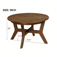 32-Inch Solid Wood And MDF Round Mid-Century Farmhouse Coffee Table