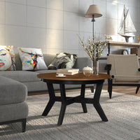 32-Inch Solid Wood And MDF Round Mid-Century Farmhouse Coffee Table