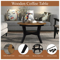 32-Inch Solid Wood And MDF Round Mid-Century Farmhouse Coffee Table