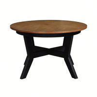 32-Inch Solid Wood And MDF Round Mid-Century Farmhouse Coffee Table