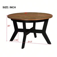 32-Inch Solid Wood And MDF Round Mid-Century Farmhouse Coffee Table
