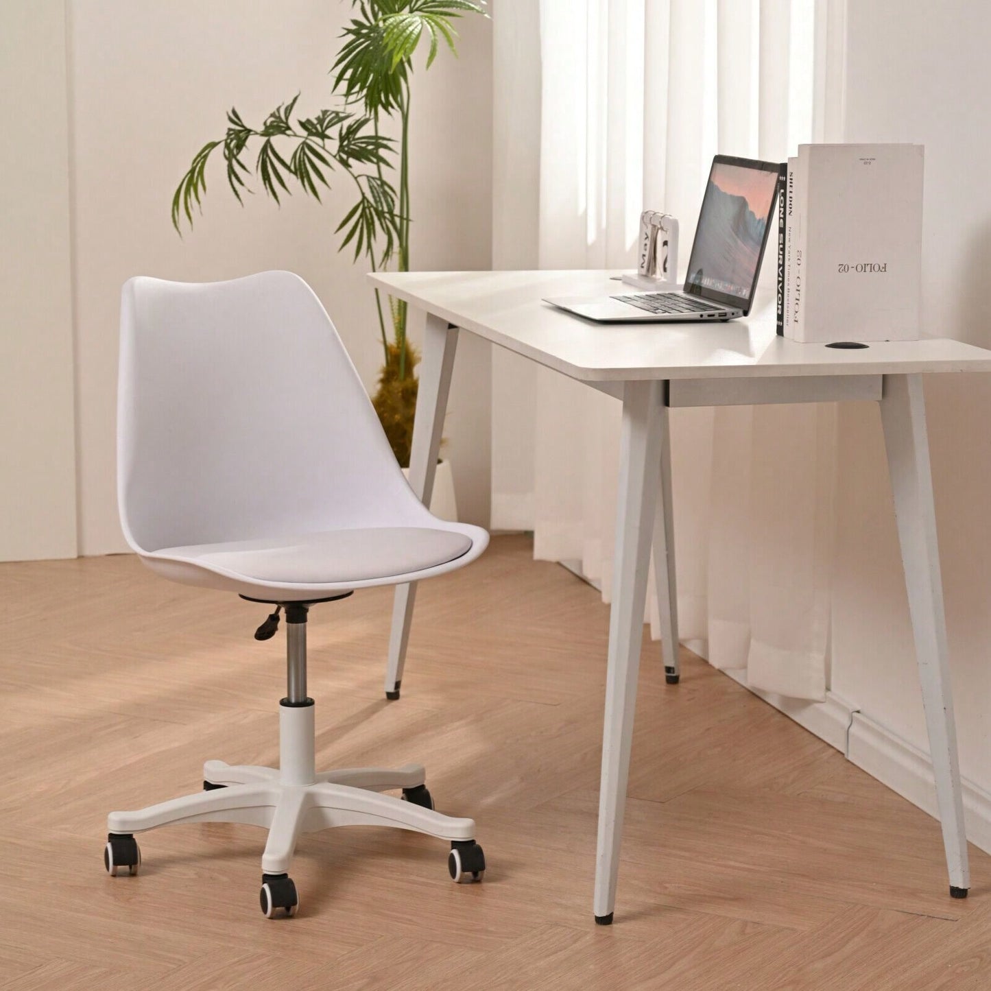 Compact Ergonomic Rolling Desk Chair for Small Spaces Adjustable Swivel Task Chair Lightweight Durable Polypropylene