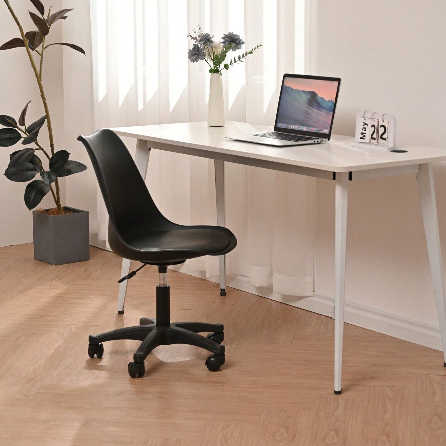 Compact Ergonomic Rolling Desk Chair for Small Spaces Adjustable Swivel Task Chair Lightweight Durable Polypropylene