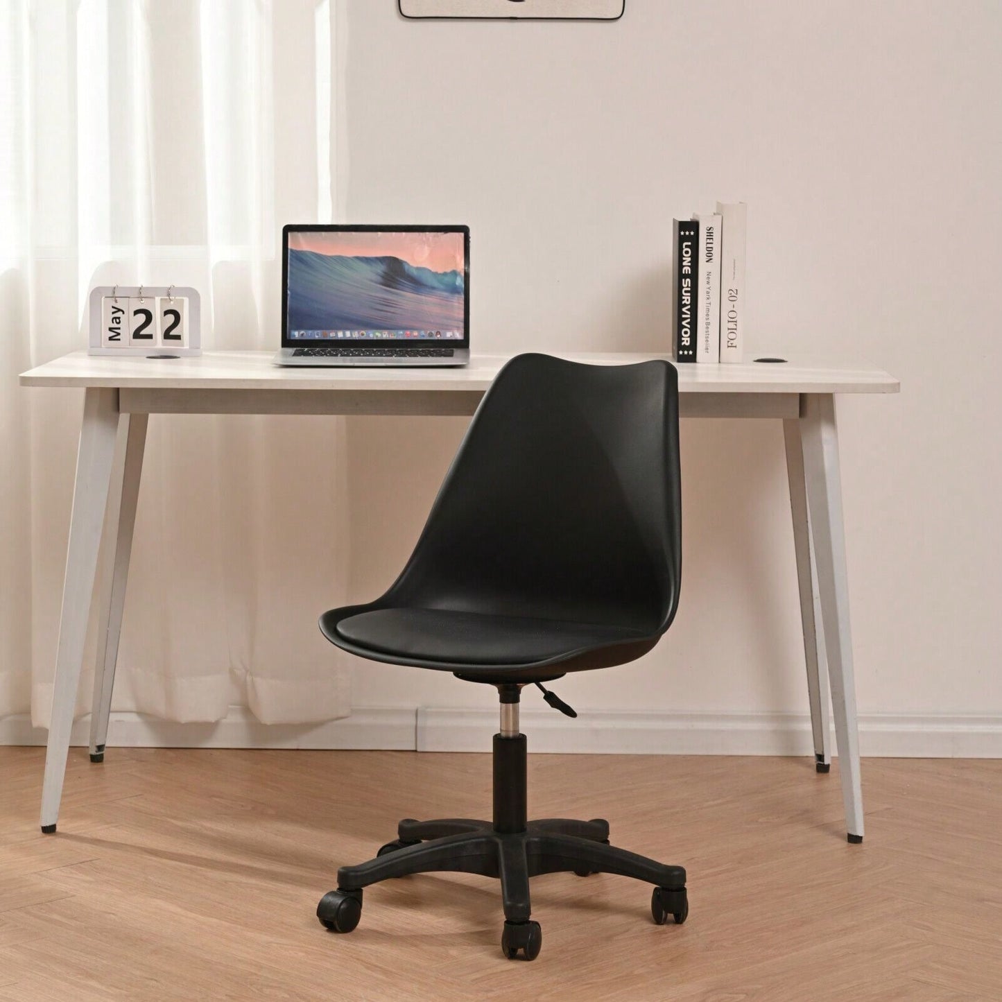 Compact Ergonomic Rolling Desk Chair for Small Spaces Adjustable Swivel Task Chair Lightweight Durable Polypropylene