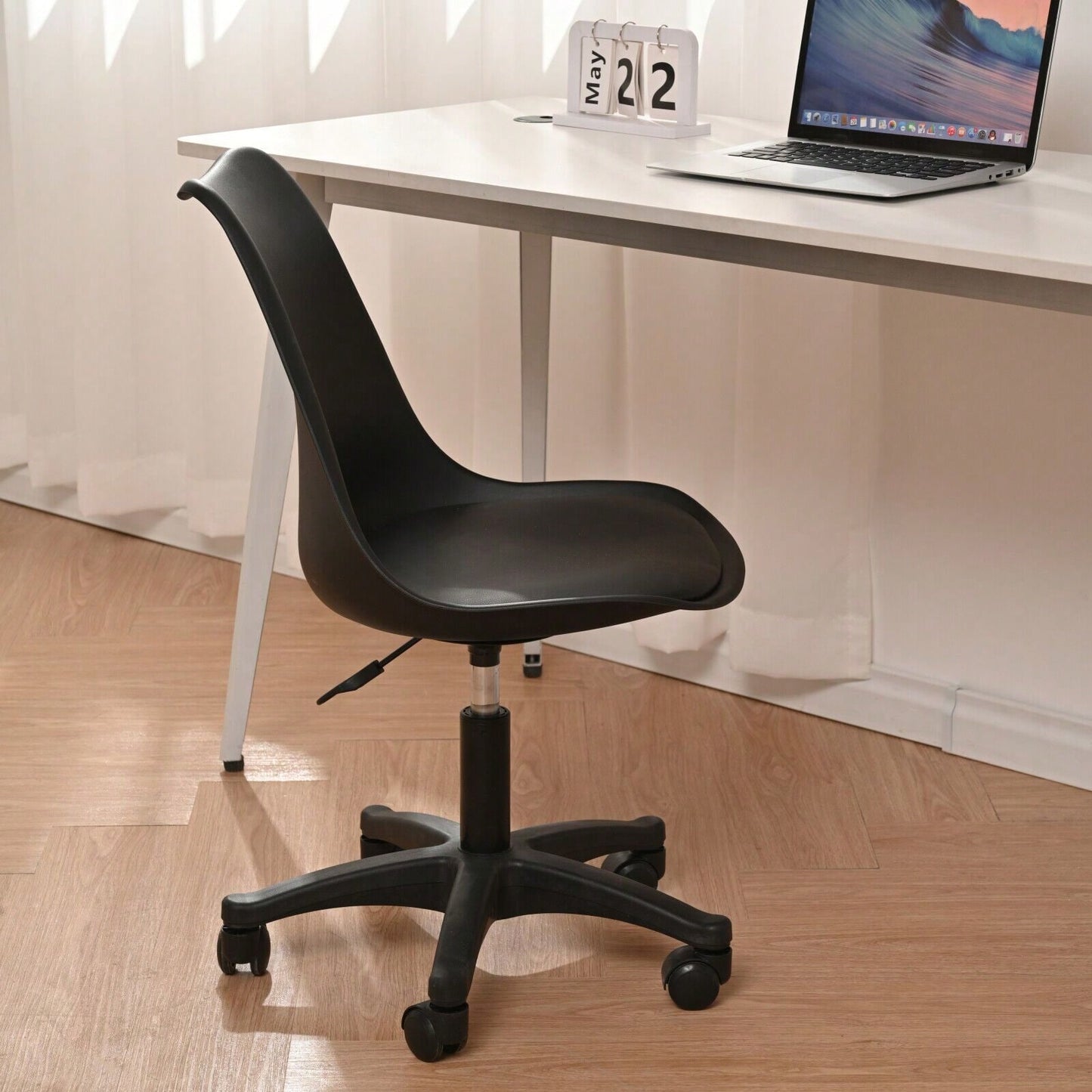 Compact Ergonomic Rolling Desk Chair for Small Spaces Adjustable Swivel Task Chair Lightweight Durable Polypropylene