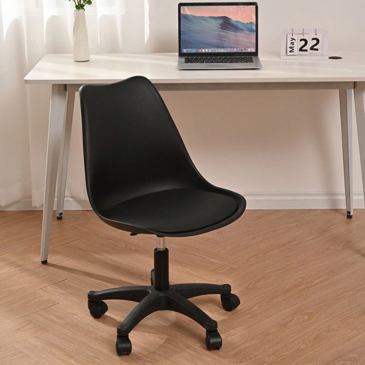 Compact Ergonomic Rolling Desk Chair for Small Spaces Adjustable Swivel Task Chair Lightweight Durable Polypropylene