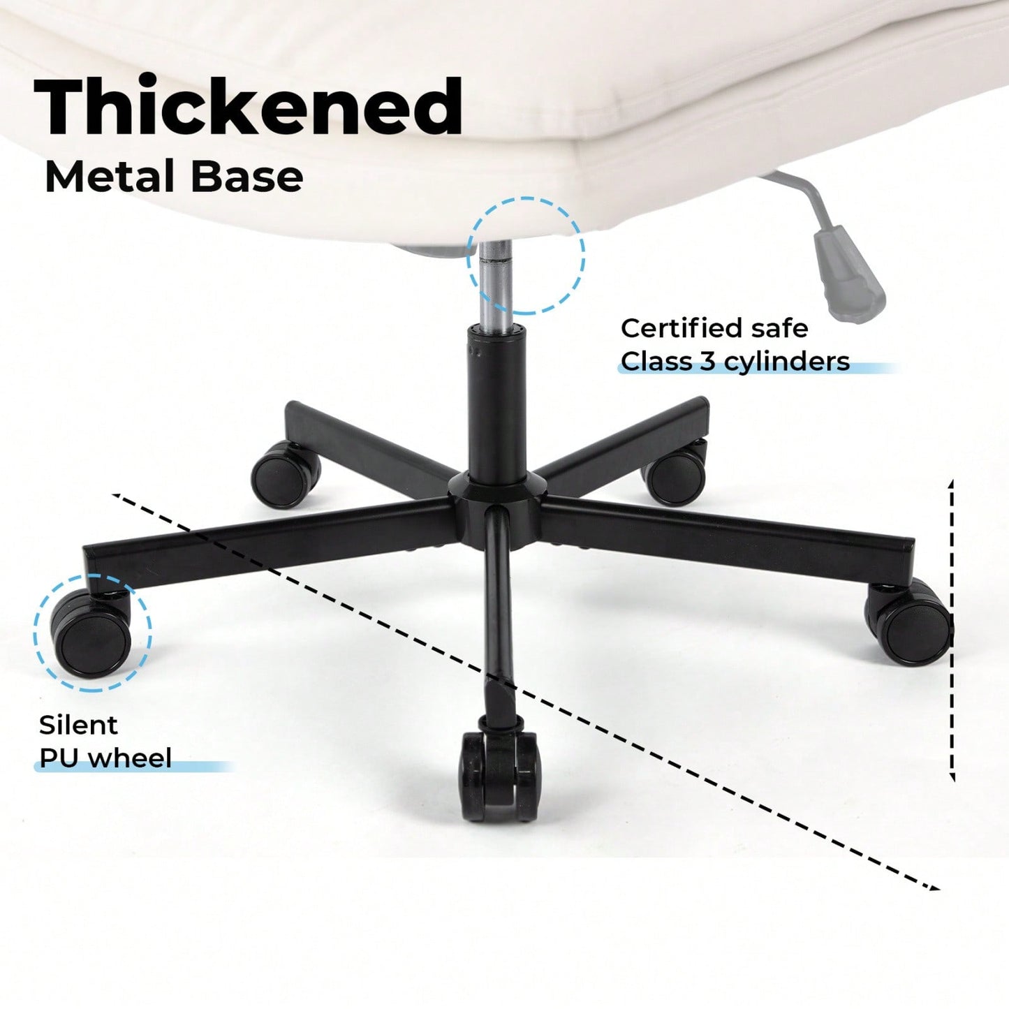 Ergonomic Armless Swivel Desk Chair for Home Office Adjustable Comfortable Sturdy Multi-Use Design