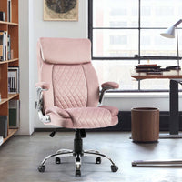 Swivel Velvet Executive Office Chair With Adjustable Height, Tilt, And Flip-Up Armrests