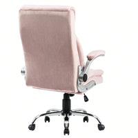 Swivel Velvet Executive Office Chair With Adjustable Height, Tilt, And Flip-Up Armrests