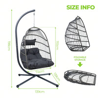 Outdoor Wicker Hanging Egg Chair With Sturdy Steel Stand