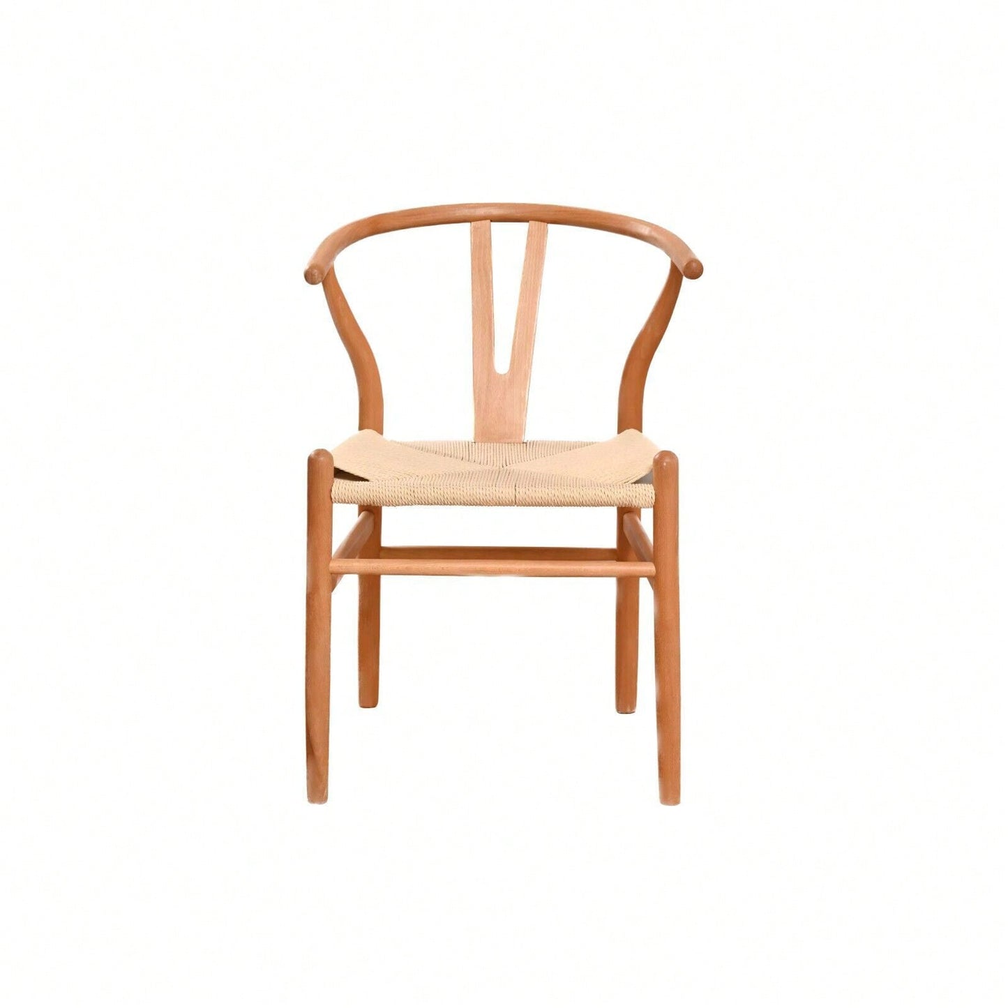 Natural Solid Wood Wishbone Design Backrest Chair With Canvas Seat For Dining Room And Kitchen - Set Of 2 Chairs For Home And Office Use