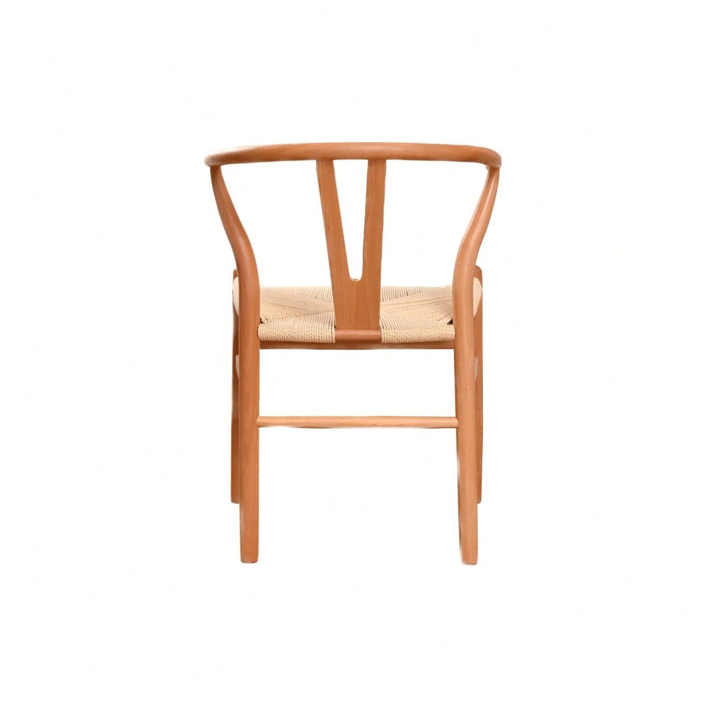 Natural Solid Wood Wishbone Design Backrest Chair With Canvas Seat For Dining Room And Kitchen - Set Of 2 Chairs For Home And Office Use
