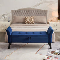 Bed Bench With Storage Navy Blue Velvet