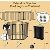 Configurable 6 Panel Metal Safety Gate for Pets and Kids - Versatile Play Yard and Barrier with Walk Through Door for Stairs and Fireplaces