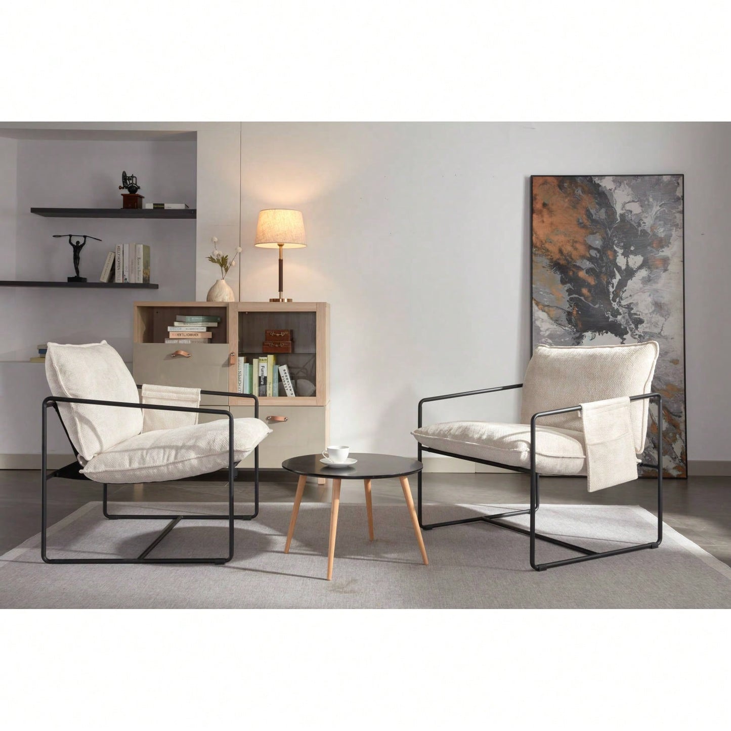 Upholstered Hanging Armchair With Metal Frame And Crushed Foam Cushions For Living Room And Bedroom