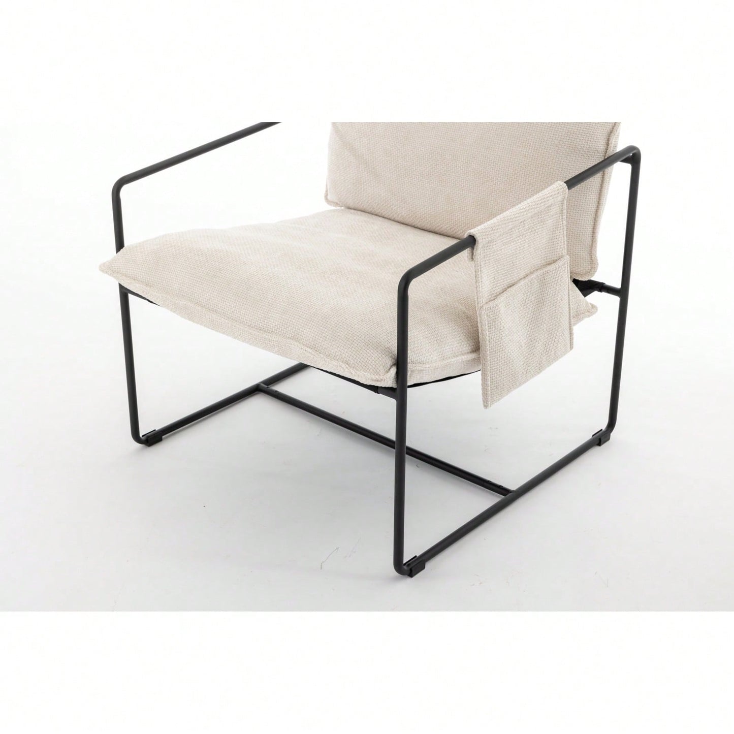 Upholstered Hanging Armchair With Metal Frame And Crushed Foam Cushions For Living Room And Bedroom