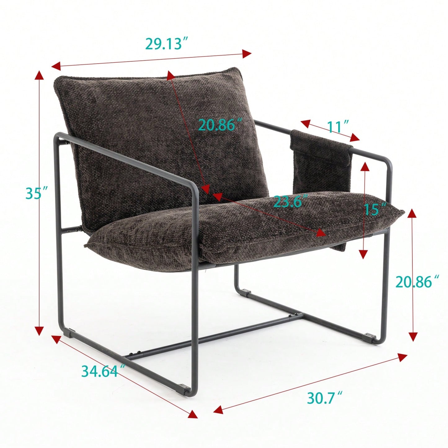 Upholstered Hanging Armchair With Metal Frame And Crushed Foam Cushions For Living Room And Bedroom