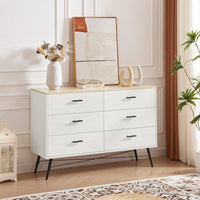 6 Drawer Dresser and TV Stand with Large Storage for Bedroom and Hallway 47.2W x 15.7D x 31.5H