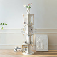 4 Tier Rotating Display Shelf Floor Standing Organizer Modern Style Holds Books And Displays Suitable For Living Room And Bedroom