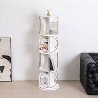 4 Tier Rotating Display Shelf Floor Standing Organizer Modern Style Holds Books And Displays Suitable For Living Room And Bedroom