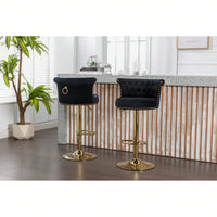 Adjustable Swivel Bar Stools Set of 2 with Footrest for Kitchen and Dining Room Comfortable Sturdy Frame Easy Assembly