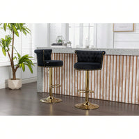 Adjustable Swivel Bar Stools Set of 2 with Footrest for Kitchen and Dining Room Comfortable Sturdy Frame Easy Assembly