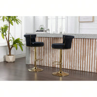 Adjustable Swivel Bar Stools Set of 2 with Footrest for Kitchen and Dining Room Comfortable Sturdy Frame Easy Assembly