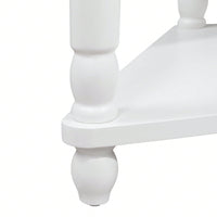 Small Triangle Corner Table with 3 Tiers Solid Wood Legs Space Saving Design Waterproof Milk White Finish