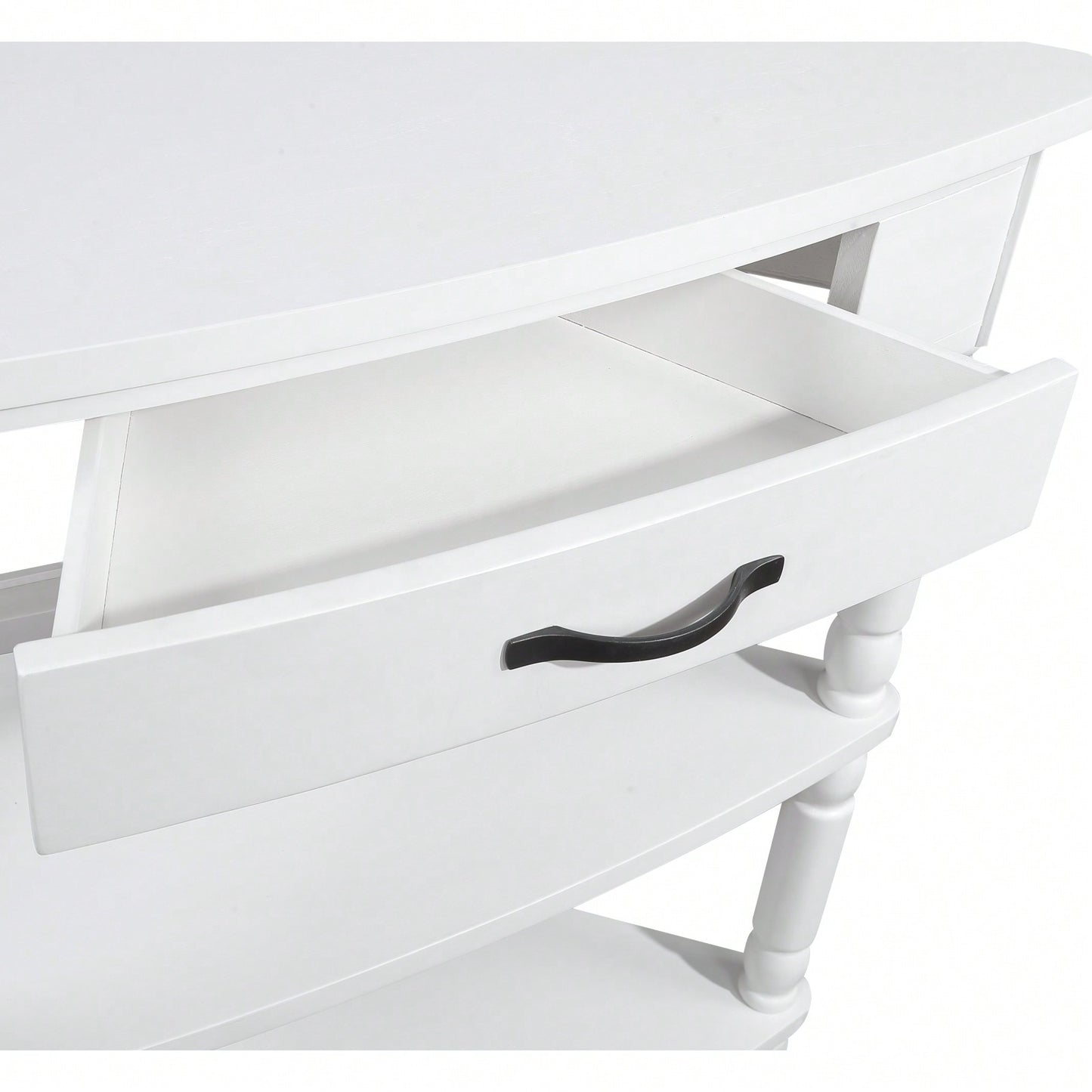 Small Triangle Corner Table with 3 Tiers Solid Wood Legs Space Saving Design Waterproof Milk White Finish