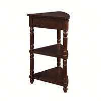 Small Triangle Corner Table with 3 Tiers Solid Wood Legs Space Saving Design Waterproof Milk White Finish